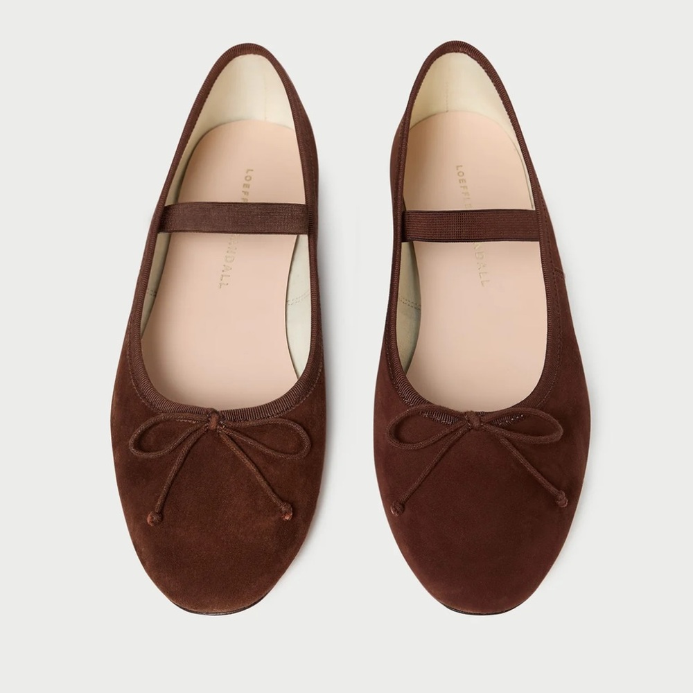 NWT Loeffler Randall Leonie Espresso Suede Ballet Flats - Size 9.5